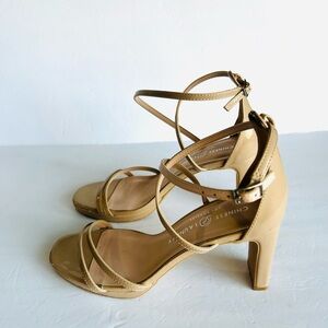 Chinese Laundry  Sz US 7.5/EUR 38 Tan Strappy Heels Patent Leather Shoes Sandals